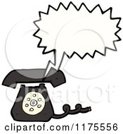 Cartoon Of A Black Landline Telephone With A Conversation Bubble Royalty Free Vector Illustration