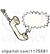 Cartoon Of A Landline Telephone With A Conversation Bubble Royalty Free Vector Illustration by lineartestpilot