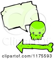 Cartoon Of A Green Skull With A Conversation Bubble Royalty Free Vector Illustration
