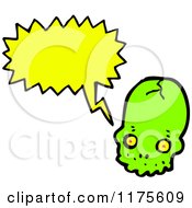 Poster, Art Print Of Green Skull With A Conversation Bubble