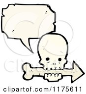Cartoon Of A Skull With An Arrow Conversation Bubble Royalty Free Vector Illustration