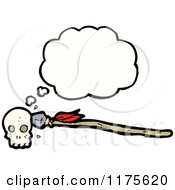 Cartoon Of A Skull Pierced By Spear With A Conversation Bubble Royalty Free Vector Illustration