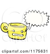 Cartoon Of A Yellow Coffee Cup With A Conversation Bubble Royalty Free Vector Illustration by lineartestpilot