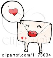 Cartoon Of A Love Letter With A Heart And A Conversation Bubble Royalty Free Vector Illustration