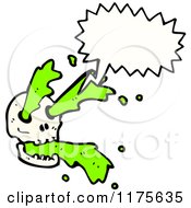 Cartoon Of A Skull With Green Slime And A Conversation Bubble Royalty Free Vector Illustration