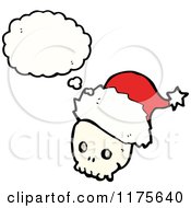Cartoon Of A Skull Wearing A Santa Hat With A Conversation Bubble Royalty Free Vector Illustration
