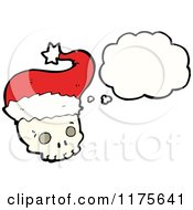 Cartoon Of A Skull Wearing A Santa Hat With A Conversation Bubble Royalty Free Vector Illustration