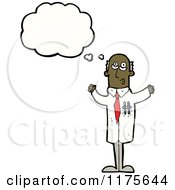 Cartoon Of A Scientist With A Conversation Bubble Royalty Free Vector Illustration