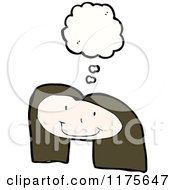 Cartoon Of A Brunette Stick Girl With A Conversation Bubble Royalty Free Vector Illustration