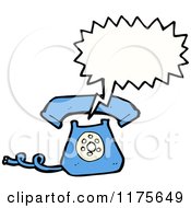 Cartoon Of A Blue Landline Telephone With A Conversation Bubble Royalty Free Vector Illustration