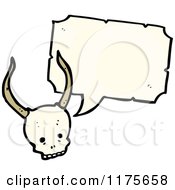 Cartoon Of A Skull With Horns And A Conversation Bubble Royalty Free Vector Illustration