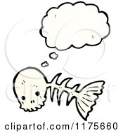 Cartoon Of A Skull And Fish Skeleton With A Conversation Bubble Royalty Free Vector Illustration