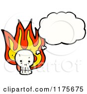 Cartoon Of A Skull With Flames And A Conversation Bubble Royalty Free Vector Illustration