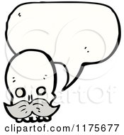 Cartoon Of A Skull With A Mustache And A Conversation Bubble Royalty Free Vector Illustration