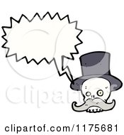 Cartoon Of A Skull With A Mustache And A Conversation Bubble Royalty Free Vector Illustration