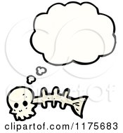 Cartoon Of A Skull And Fish Skeleton With A Conversation Bubble Royalty Free Vector Illustration by lineartestpilot