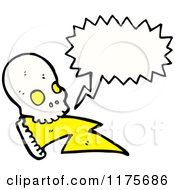 Cartoon Of A Skull And Lightning Bolts With A Conversation Bubble Royalty Free Vector Illustration