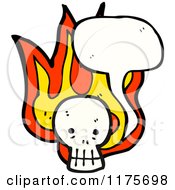 Cartoon Of A Skull With Flames And A Conversation Bubble Royalty Free Vector Illustration