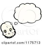 Cartoon Of A Skull With A Conversation Bubble Royalty Free Vector Illustration