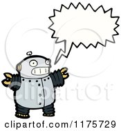 Cartoon Of A Robot With A Conversation Bubble Royalty Free Vector Illustration by lineartestpilot