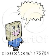 Cartoon Of A Robot With A Conversation Bubble Royalty Free Vector Illustration by lineartestpilot