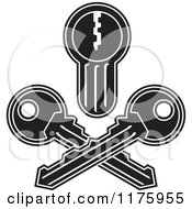 Cartoon Of A Black And White Jolly Roger Lock And Crossed Keys Royalty Free Vector Clipart by Any Vector