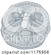 Cartoon Of An Ancient Honey Bee Coin Royalty Free Vector Clipart