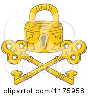 Golden Jolly Roger Padlock And Crossed Keys