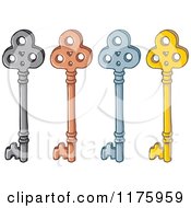 Cartoon Of Four Skeleton Keys Royalty Free Vector Clipart by Any Vector