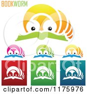 Clipart Of Colorful Book Worm Designs Royalty Free Vector Illustration