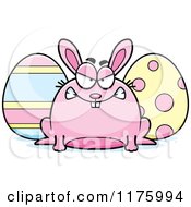 Cartoon Of A Mad Chubby Easter Bunny With Eggs Royalty Free Vector Clipart