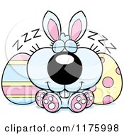 Cartoon Of A Happy Easter Bunny With Eggs Royalty Free Vector Clipart
