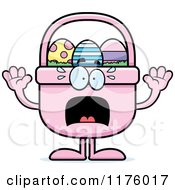 Cartoon Of A Screaming Easter Basket Mascot Royalty Free Vector Clipart by Cory Thoman