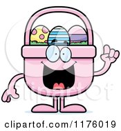 Cartoon Of A Smart Easter Basket Mascot With An Idea Royalty Free Vector Clipart