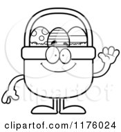 Poster, Art Print Of Black And White Waving Easter Basket Mascot