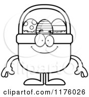 Cartoon Of A Black And White Happy Easter Basket Mascot Royalty Free Vector Clipart