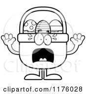 Cartoon Of A Black And White Screaming Easter Basket Mascot Royalty Free Vector Clipart