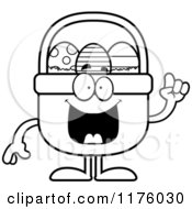 Cartoon Of A Black And White Smart Easter Basket Mascot With An Idea Royalty Free Vector Clipart by Cory Thoman