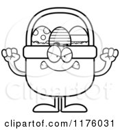 Cartoon Of A Black And White Mad Easter Basket Mascot Royalty Free Vector Clipart by Cory Thoman