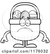 Cartoon Of A Black And White Depressed Easter Basket Mascot Royalty Free Vector Clipart by Cory Thoman