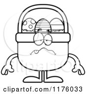 Cartoon Of A Black And White Happy Easter Basket Mascot Royalty Free Vector Clipart by Cory Thoman