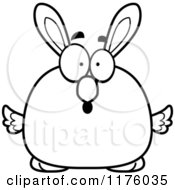 Cartoon Of A Black And White Surprised Easter Chick With Bunny Ears Royalty Free Vector Clipart