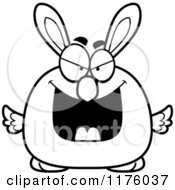 Cartoon Of A Black And White Sly Easter Chick With Bunny Ears Royalty Free Vector Clipart