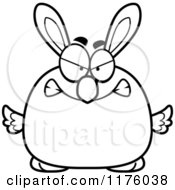 Cartoon Of A Black And White Mad Easter Chick With Bunny Ears Royalty Free Vector Clipart