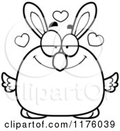 Cartoon Of A Black And White Loving Easter Chick With Bunny Ears Royalty Free Vector Clipart