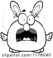 Cartoon Of A Black And White Screaming Easter Chick With Bunny Ears Royalty Free Vector Clipart
