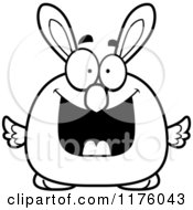 Cartoon Of A Black And White Grinning Easter Chick With Bunny Ears Royalty Free Vector Clipart