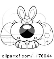 Poster, Art Print Of Black And White Mad Easter Bunny With Eggs