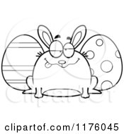 Poster, Art Print Of Black And White Drunk Chubby Easter Bunny With Eggs