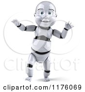 Clipart Of A 3d Baby Robot Walking Royalty Free CGI Illustration